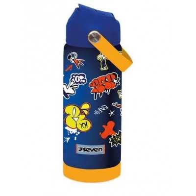 BORRACCIA seven ACCIAIO INOX tenuta stagna BLU E ARANCIONE bottle TERMICA caldo e freddo SEVEN - 1