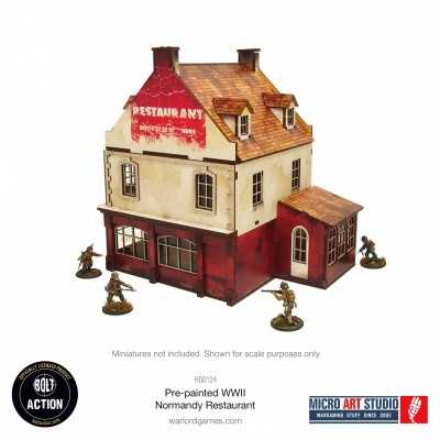 RESTAURANT elemento scenico WW2 NORMANDY micro art studio DIPINTO per 28mm SCALA 1/56 Micro Art Studio - 1