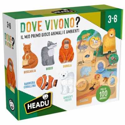 DOVE VIVONO? gioco educativo HEADU animali e ambienti AD INCASTRO età 3+ HEADU - 1