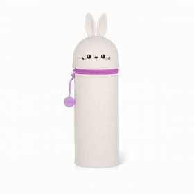 ASTUCCIO 2 IN 1 coniglio KAWAII con zip GRIGIO legami IN SILICONE Legami - 2