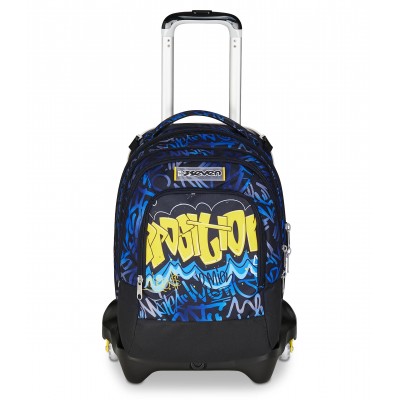 TROLLEY JACK tre ruote 3WD scuola DETACH seven HIDDEN SPOT BOY vol 37 litri ZAINO staccabile 3 IN 1 SEVEN - 1