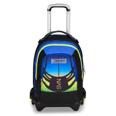 TROLLEY JACK tre ruote 3WD scuola DETACH seven NUANCED VERDE E BLU vol 37 litri ZAINO staccabile 3 IN 1