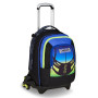 TROLLEY JACK tre ruote 3WD scuola DETACH seven NUANCED VERDE E BLU vol 37 litri ZAINO staccabile 3 IN 1