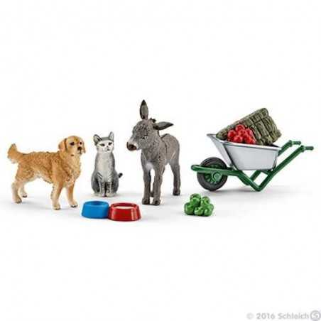 KIT DISTRIBUZIONE CIBO IN FATTORIA set da gioco FARM LIFE Schleich 41423 ANIMALI miniature in resina CAVALLI