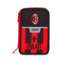 ASTUCCIO triplo scomparto MILAN con 3 zip SCUOLA seven COMPLETO di materiale
