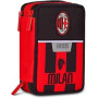 ASTUCCIO triplo scomparto MILAN con 3 zip SCUOLA seven COMPLETO di materiale