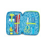 ASTUCCIO triplo scomparto LED LOOK con 3 zip SJ GANG seven COMPLETO di materiale BOY scuola