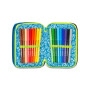 ASTUCCIO triplo scomparto LED LOOK con 3 zip SJ GANG seven COMPLETO di materiale BOY scuola