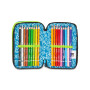 ASTUCCIO triplo scomparto LED LOOK con 3 zip SJ GANG seven COMPLETO di materiale BOY scuola