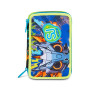 ASTUCCIO triplo scomparto LED LOOK con 3 zip SJ GANG seven COMPLETO di materiale BOY scuola