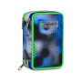 ASTUCCIO triplo scomparto WRITE DOWN BLU VERDE con 3 zip SCUOLA seven COMPLETO di materiale