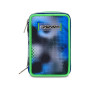 ASTUCCIO triplo scomparto WRITE DOWN BLU VERDE con 3 zip SCUOLA seven COMPLETO di materiale