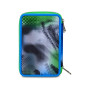 ASTUCCIO triplo scomparto WRITE DOWN BLU VERDE con 3 zip SCUOLA seven COMPLETO di materiale