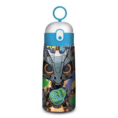 BORRACCIA TERMICA seven DRAGO ROBOT in acciaio inox CON CANNUCCIA tappo a pulsante SJ GANG animali boy