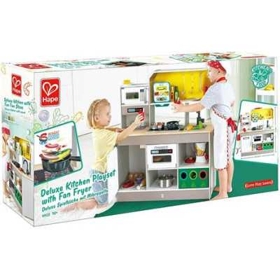 CUCINA DELUXE CON FRIGGITRICE AD ARIA kitchen fun fan stove HAPE gioco di imitazione INTERATTIVO età 3+