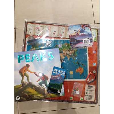 PEAKS DELUXE the boardgame Kickstarter with dice tray and playmat