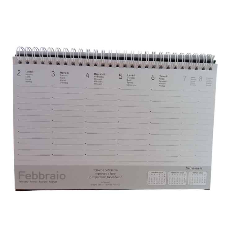 Calendario Da Tavolo 2026 A Spirale 19x14,5 Cm – Auto Sportive, Con Tabella 2027 E Festività Internazionali