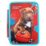 ASTUCCIO triplo scomparto COLOUR CODE 3 zip SCUOLA seven COMPLETO di materiale CANE boy ANIMAL SNAPSHOP