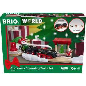 SET TRENO A VAPORE DI NATALE ferrovia BRIO treni in legno TRENINO A BATTERIA 36014 età 3+