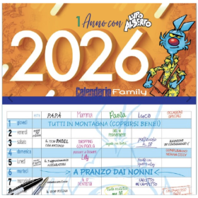 CALENDARIO 2026 biembi LUPO ALBERTO famiglia CM 30 X 30 da parete FAMILY PLANNER