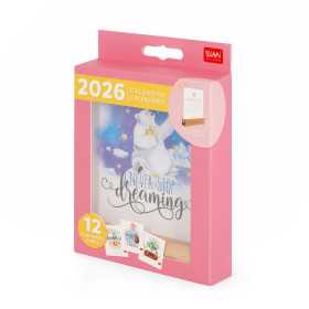 CALENDARIO 2026 con base in legno APHORISMS aforismi NEVER STOP DREAMING da scrivania LEGAMI