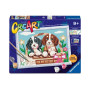 CREART kit artistico PUPPY PICNIC ravensburger 14 COLORI con cornice CUCCIOLI età 9+