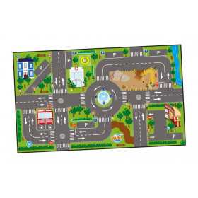 TAPPETTO gioco di imitazione CON SEMAFORO playmat city CITTA' con 3 auto BUKI età 3+