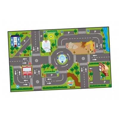 TAPPETTO gioco di imitazione CON SEMAFORO playmat city CITTA' con 3 auto BUKI età 3+