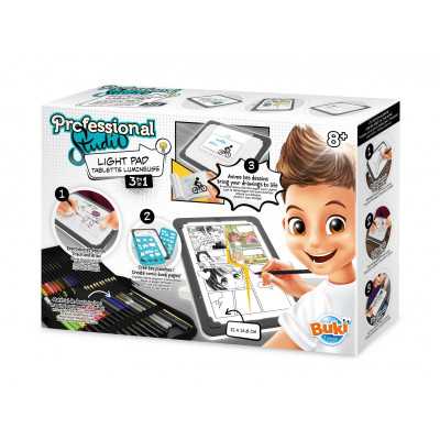 TABLET LUMINOSO light pad 3 IN 1 kit artistico PROFESSIONAL STUDIO led BUKI età 8+