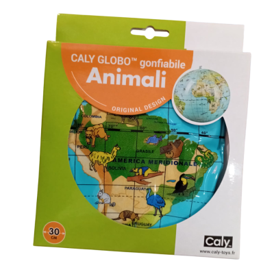 MAPPAMONDO gonfiabile ANIMALI caly CLASSIC diametro 30 cm GLOBO GEOGRAFICO età 3+