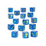 DRUKHARI DICE set di 16 dadi per WARHAMMER 40K blu e gialli CITADEL età 12+