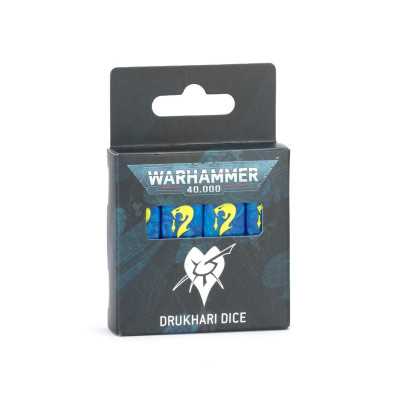 DRUKHARI DICE set di 16 dadi per WARHAMMER 40K blu e gialli CITADEL età 12+