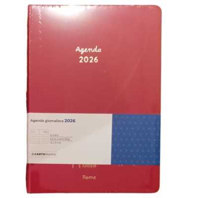 AGENDA 2026 cartomania DAY giornaliera URBAN HORIZONS da 12 mesi ROSSO