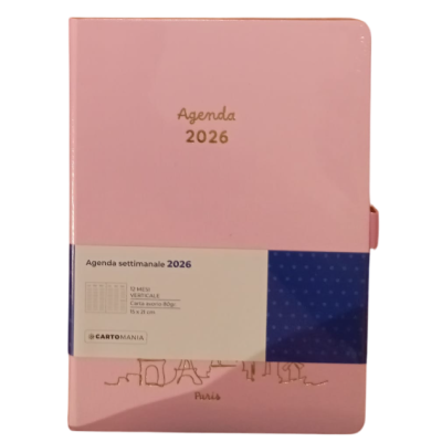 AGENDA 2026 cartomania WEEK settimanale URBAN HORIZONS da 12 mesi ROSA verticale