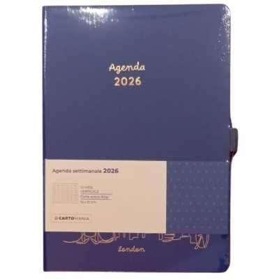 AGENDA 2026 cartomania WEEK settimanale URBAN HORIZONS da 12 mesi BLU verticale