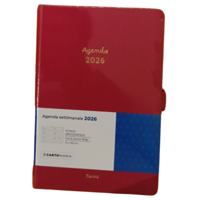 AGENDA 2026 cartomania WEEK settimanale URBAN HORIZONS da 12 mesi ROSSO orizzontale