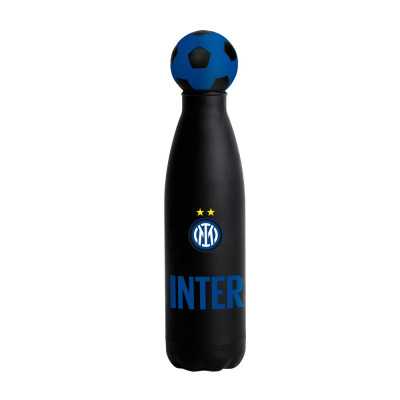BORRACCIA CON TAPPO A PALLA in acciaio inox 304 SEVEN bottle INTER vol 500 ml BLU E NERO caldo e freddo CALCIO