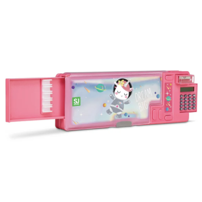 KEBEIXUAN Astuccio Portapenne In Tela Grande Capacità - Organizer Con 3 Scomparti E Manico, Rosa - 2