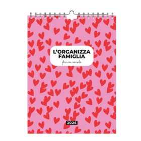 CALENDARIO 2026 da parete ORGANIZZA FAMIGLIA planner MENSILE cartomania CUORI