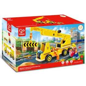 CAMION GRU mobile CRANE & CONSTRUCTION SET in legno GIOCO cantiere HAPE E3083 età 2+