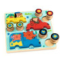 PUZZ & ROLL COLOR in legno VEICOLI djeco 2 IN 1 puzzle ad incastro DJ01079 età 18 mesi +
