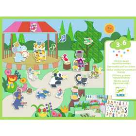 CREA CON GLI ADESIVI riposizionabili FANFARA kit artistico STICKERS djeco DJ09947 età 3+