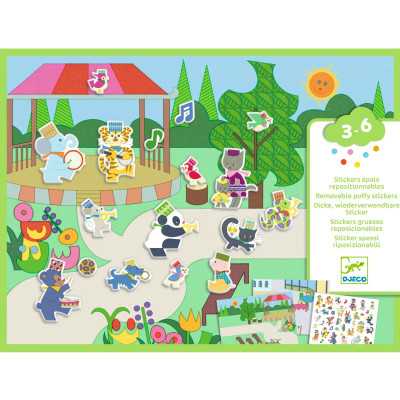 CREA CON GLI ADESIVI riposizionabili FANFARA kit artistico STICKERS djeco DJ09947 età 3+