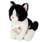 GATTO SEDUTO bianco e nero ALTO 20 CM cats collection TEDDY HERMANN pupazzo PELUCHE età 3+