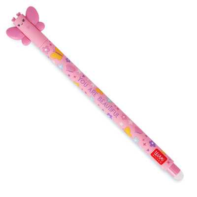 PENNA CANCELLABILE GEL erasable pen FARFALLA butterfly LEGAMI ricaricabile INCHIOSTRO ROSA