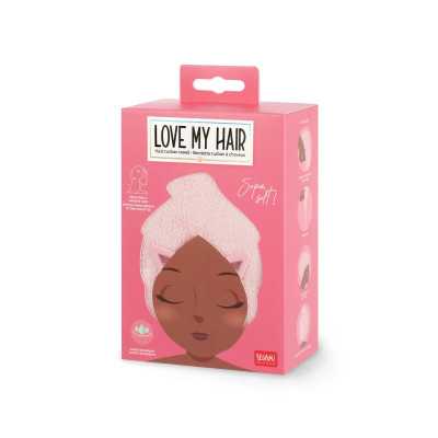 ASCIUGAMANO PER CAPELLI a turbante LOVE MY HAIR legami KITTY rosa