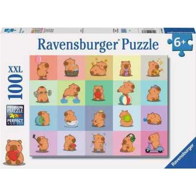 PUZZLE 100 PEZZI XXL ravensburger CAPIBARA perfect age fit CUTE CAPYBARAS età 6+