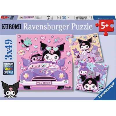 3 PUZZLE DA 49 PEZZI ravensburger KUROMI 3x49pz SANRIO età 5+
