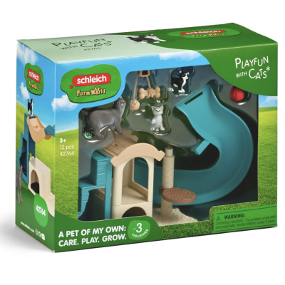 DIVERTIMENTO PER GATTI miniature in resina CAT PLAY FUN schleich FARM WORLD età 3+