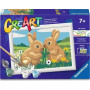 CREART kit artistico CONIGLI AFFETTUOSI ravensburger 10 COLORI con cornice CONIGLIETTI età 7+